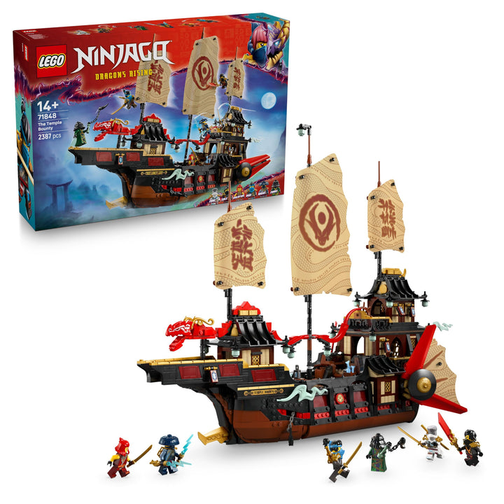 LEGO NINJAGO Der Tempel-Flugsegler - Interaktives Schiff mit beweglichen Segeln, 6 Minifiguren inkl.