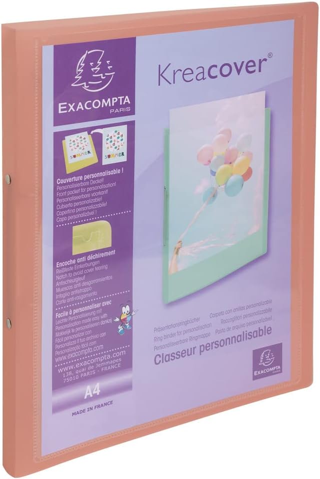 Exacompta 54279E 5er Pack Ringbuch KreaCover aus flexiblem Kunststoff für DIN A4, 2-O Ring Mechanik