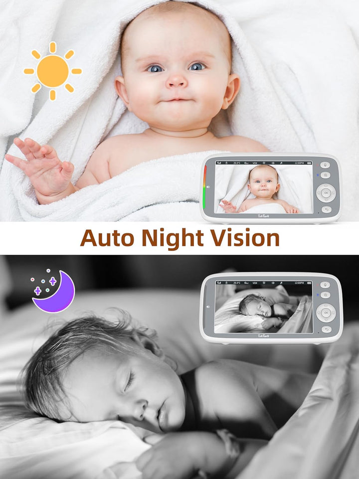 TakTark Babyphone mit Kamera, 5'' Babyfon mit Kamera 720P IPS Video Baby Monitor with Camera mit Rot