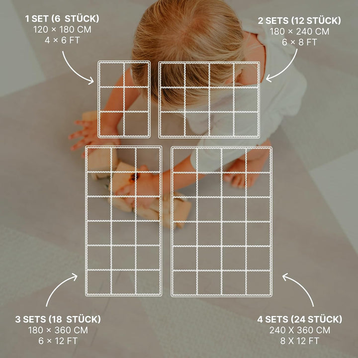 Toddlekind Puzzlematte Kinder, 6-Tlg. Inkl. Rand – Baby-Puzzlematten & Puzzle Bodenmatte, Ungiftige