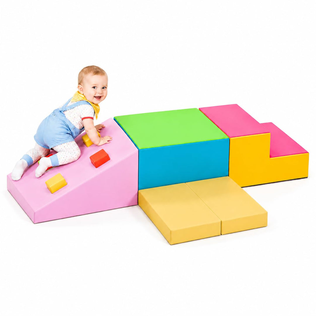 Schaumstoff Bausteine XXL Bunt, Indoor Klettergerüst für Kleinkinder ab 1 Jahr, Weiche Softblöcke mi