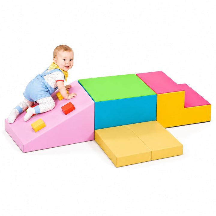 Schaumstoff Bausteine XXL Bunt, Indoor Klettergerüst für Kleinkinder ab 1 Jahr, Weiche Softblöcke mi