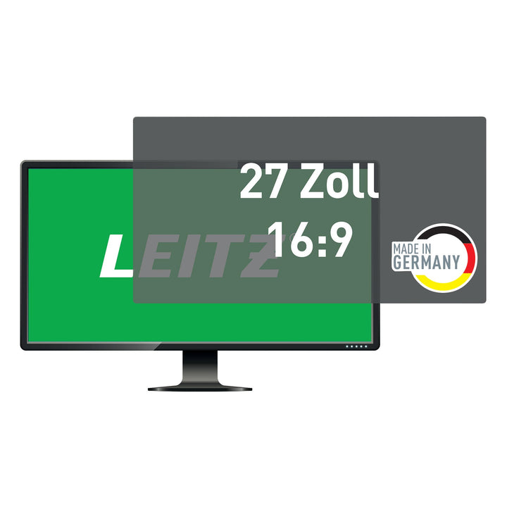 Leitz Monitor Blickschutzfilter 27 Zoll (16:9), Abnehmbare Schutzfolie, Mit Blaulichtfilter und Blen