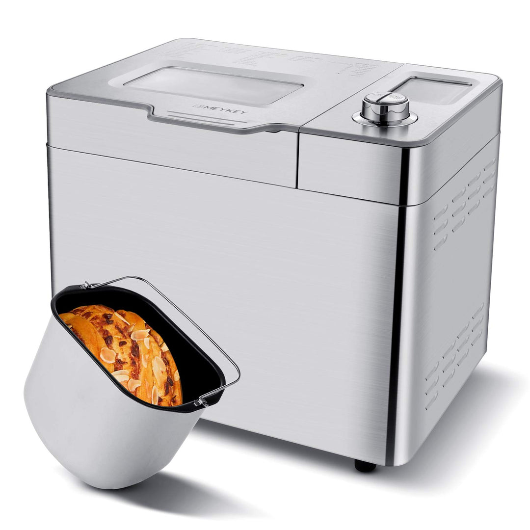 COOCHEER Brotbackautomat Backmeister Edelstahl Brotbackmaschine mit 3 Backfarben und 3 Bräunungsgrad