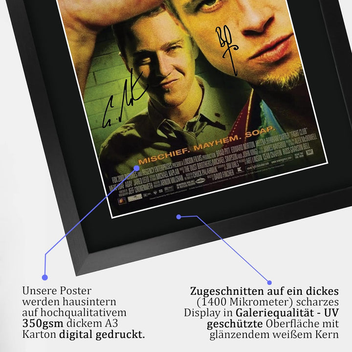 HWC Trading Fightclub A3 Gerahmte Signiert Gedruckt Autogramme Bild Druck-Fotoanzeige Geschenk Für B