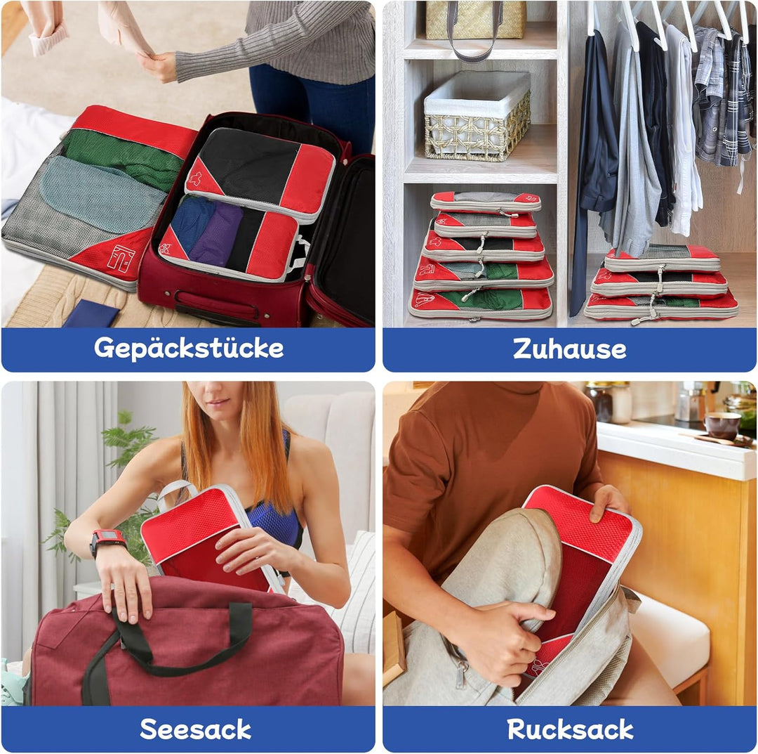 5-teilig Kompressions Packwürfel Set für Reisen, Compression Packing Cube zur Organisation Ihres Rei