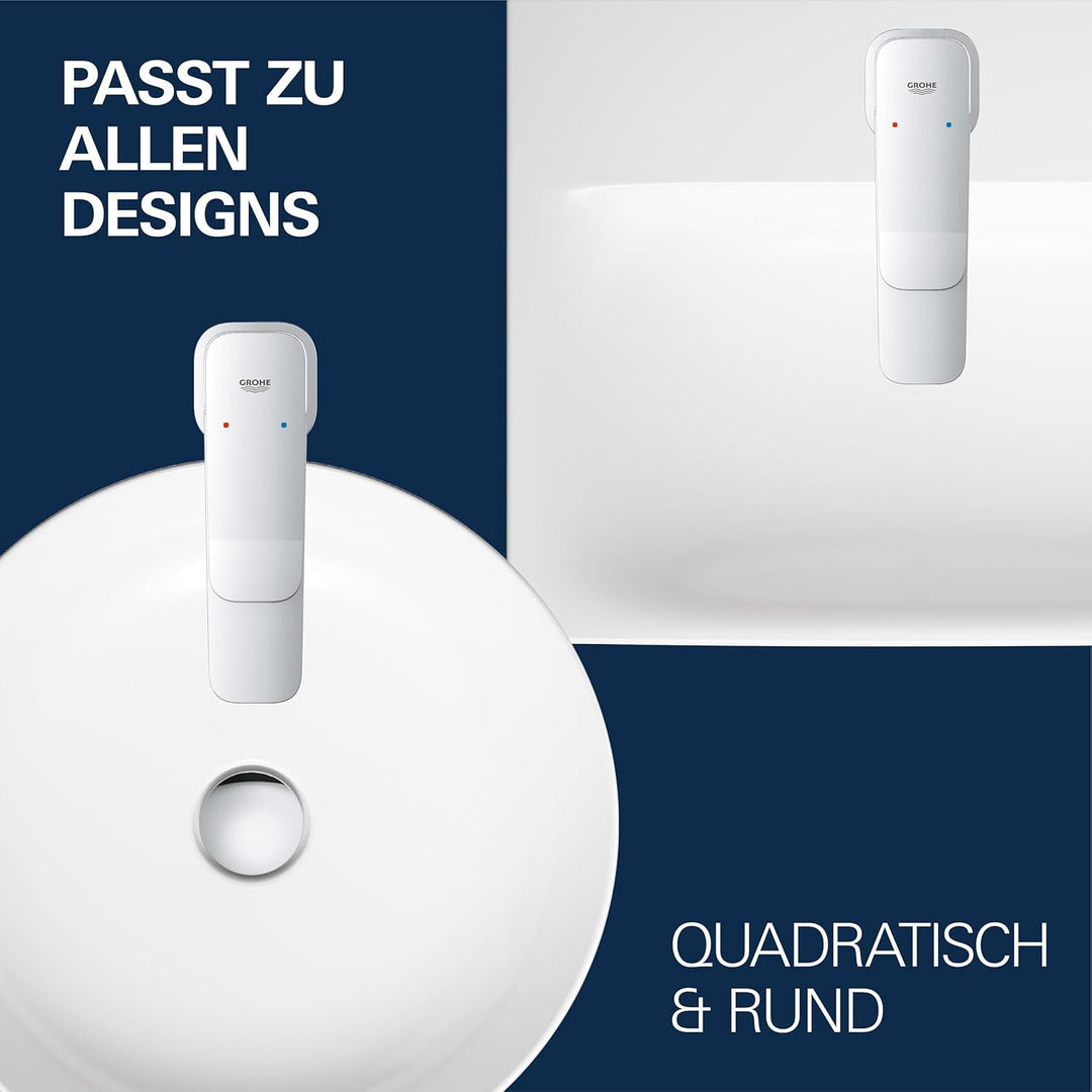 GROHE Dice, energiesparende Waschtischarmatur, Kaltwasser in Mittelstellung (Wasserhahn für das Bad,