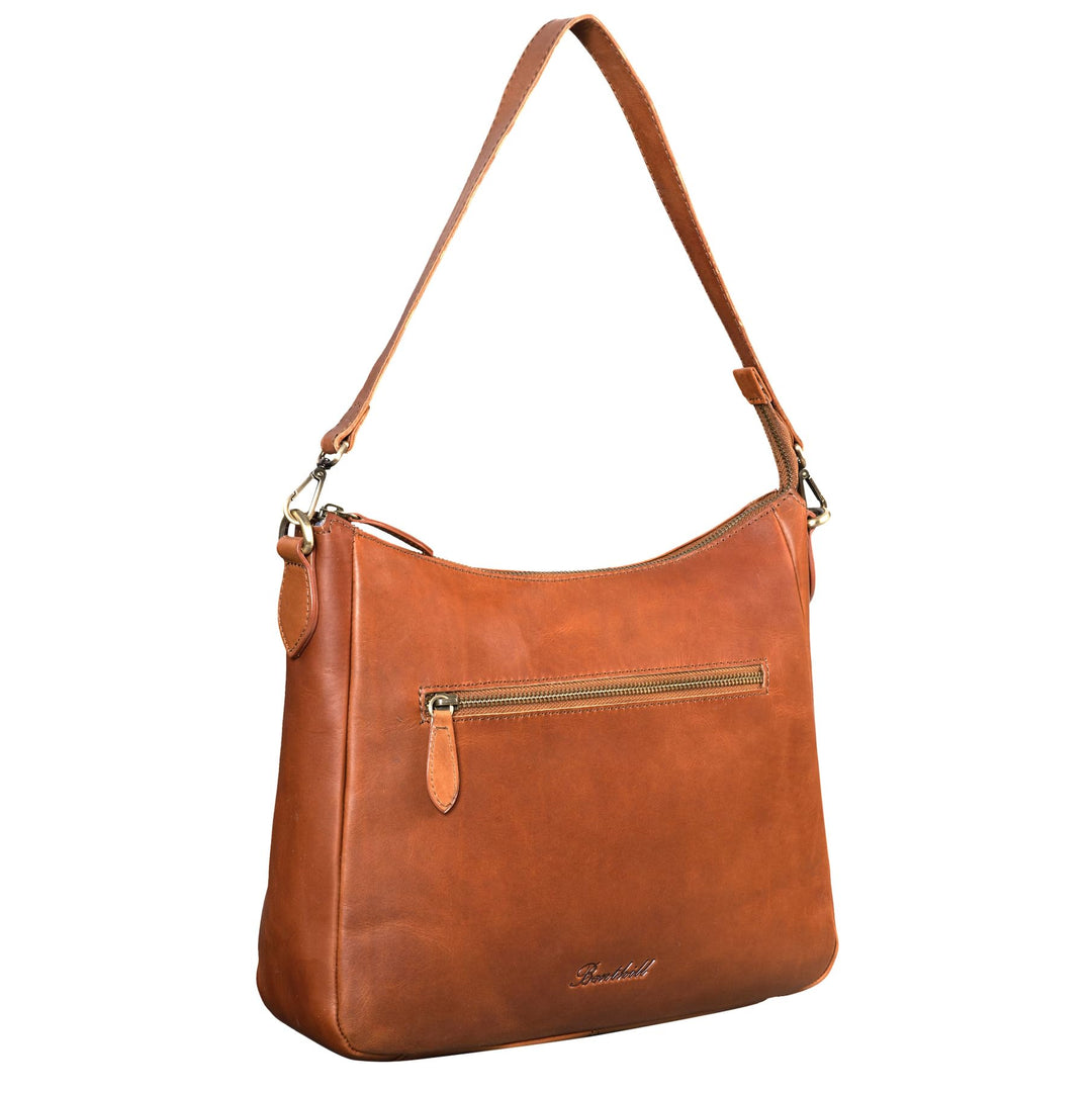 Benthill Damen Tasche Leder - Handtasche aus echtem Rindsleder - Umhängetasche mit Reissverschluss -