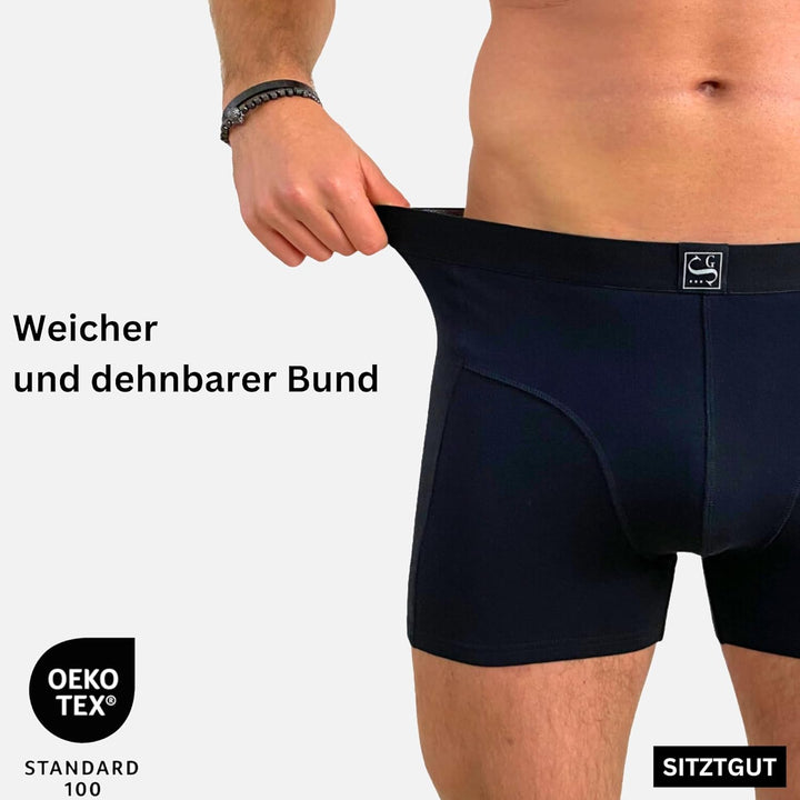 SITZTGUT Boxershorts Herren aus Baumwolle - Trocknergeeignet, Kratzfrei ohne Etikett, Bequeme Passfo