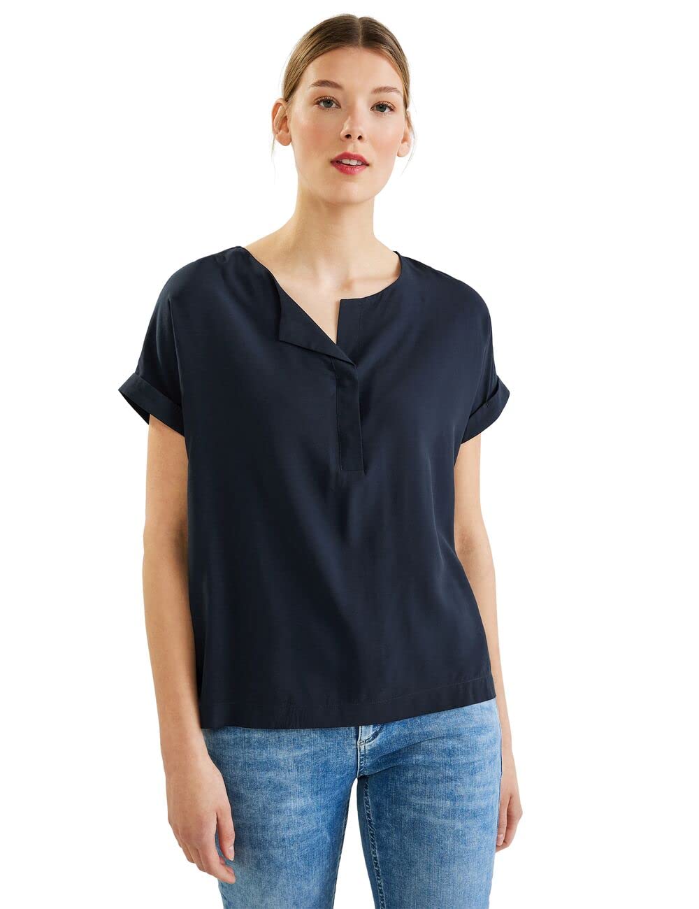 Street One Damen Kurzarmbluse 38 Deep Blue, 38 Deep Blue