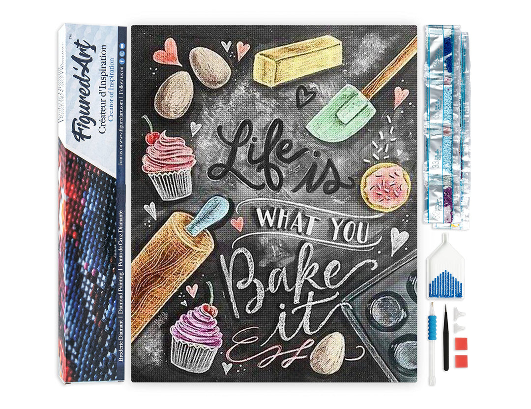 Figured'Art Diamond Painting Erwachsene 40x50cm Ganze Leinwand gerollt Bake it 5D Bilder Eckige Stei