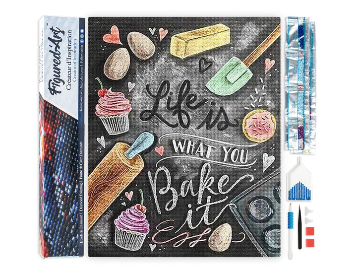 Figured'Art Diamond Painting Erwachsene 40x50cm Ganze Leinwand gerollt Bake it 5D Bilder Eckige Stei