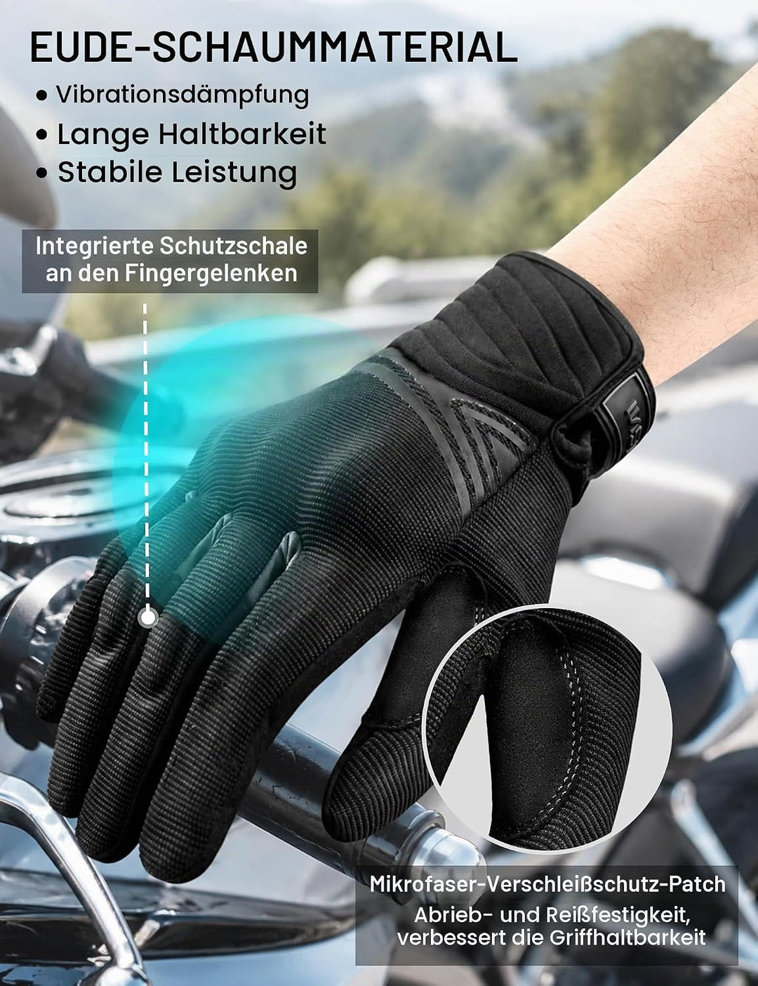 INBIKE Motorrad Handschuhe Motocross Sommer EUDE Foam Schutz Atmungsaktiv Touchscreen Motorradhandsc