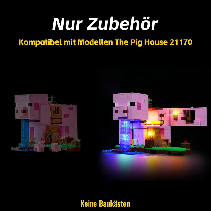 BrickBling Led Licht Set für Lego 21170 Minecraft Das Schweinehaus Bauset (Nur DIY-Beleuchtungsset,