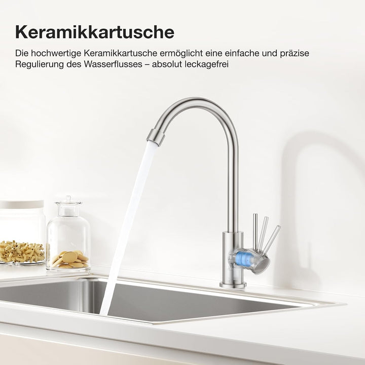 Faustina Kaltwasserhahn Küche, Wasserhahn Armatur Küche nur Kaltwasser, Küchenarmatur Spültischarmat