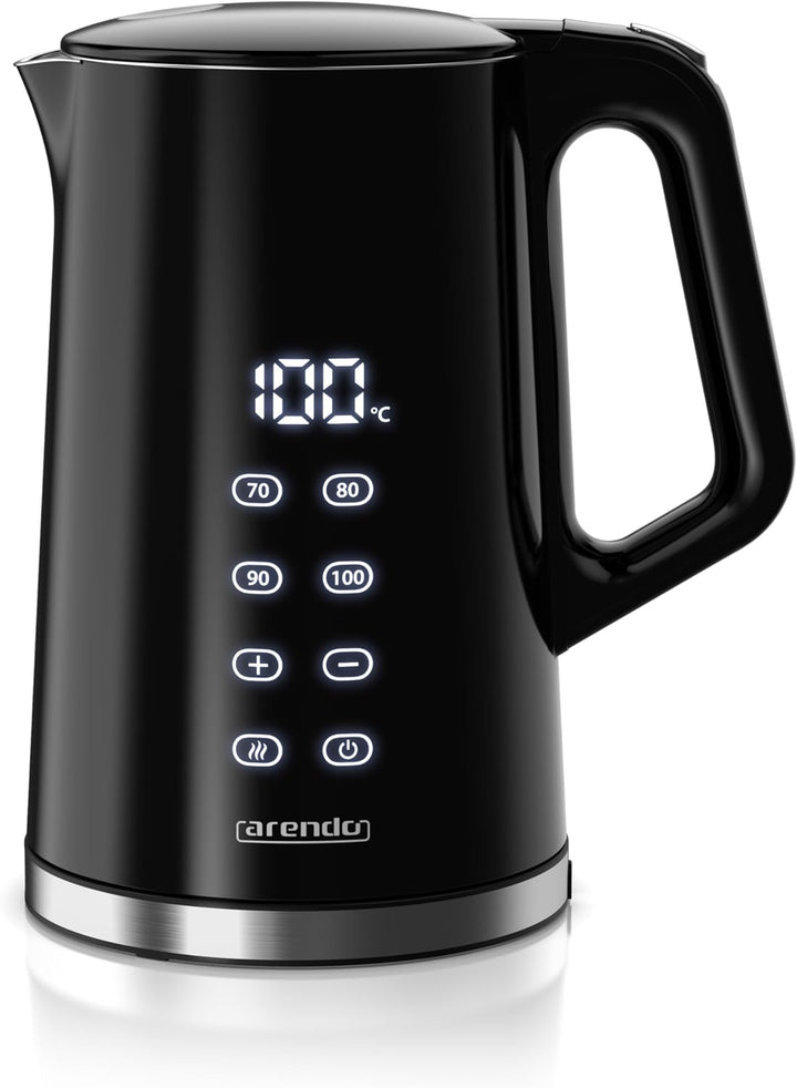 Arendo - digitaler Wasserkocher mit Temperatureinstellung - Edelstahl - Doppelwand Design Cool Touch