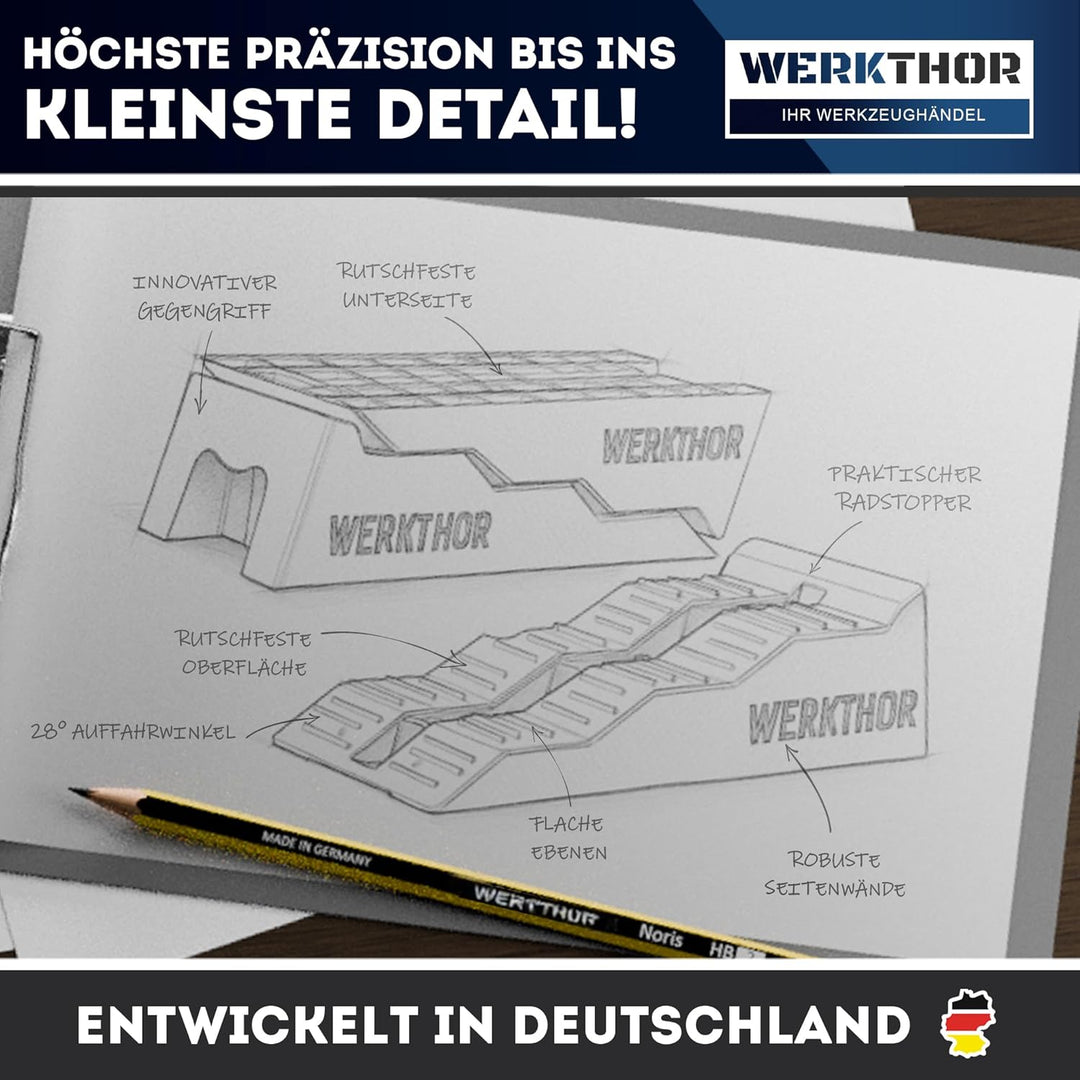 WERKTHOR Auffahrkeile für Wohnmobil - [2er Set] Hochbelastbare Auffahrkeile Camper für maximalen Hal