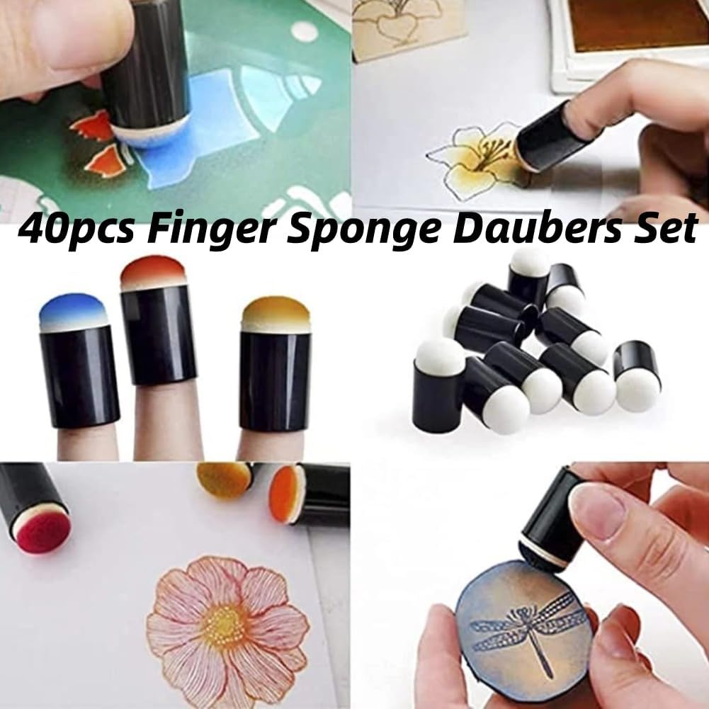 DIY 40 stücke Finger Schwamm Daubers Set für Malerei Zeichnung Tinte Handwerk Kreide Kunstschaffung