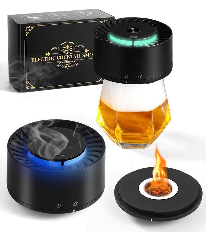 Elektrisches Whisky-Räucherset mit LED-Licht, 6 Holzspäne-Aromen, kein Butan erforderlich, wiederauf