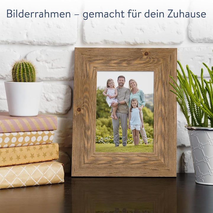WANDStyle Bilderrahmen Strandhaus Stil 13x18cm I Farbe: Eiche-Optik I Fotorahmen I Holzbilderrahmen