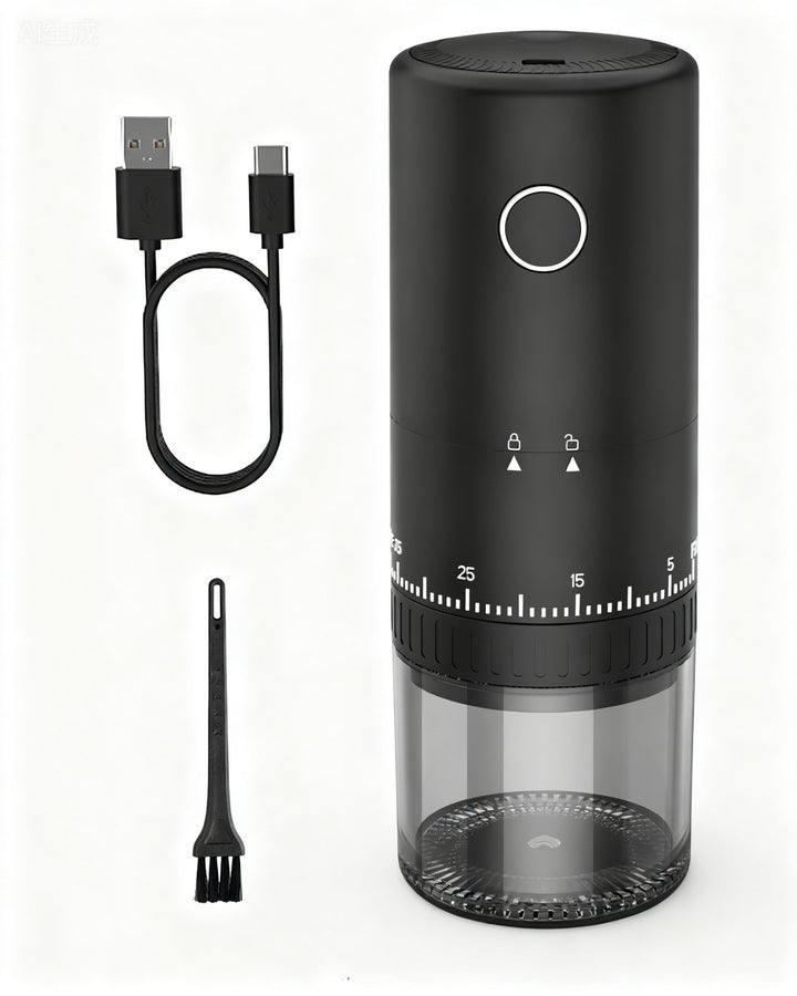 Erste Aufladbare Kaffeemühle mit Mahlfunktion während des Ladevorgangs, 1,7X Schnellere Mahlleistung