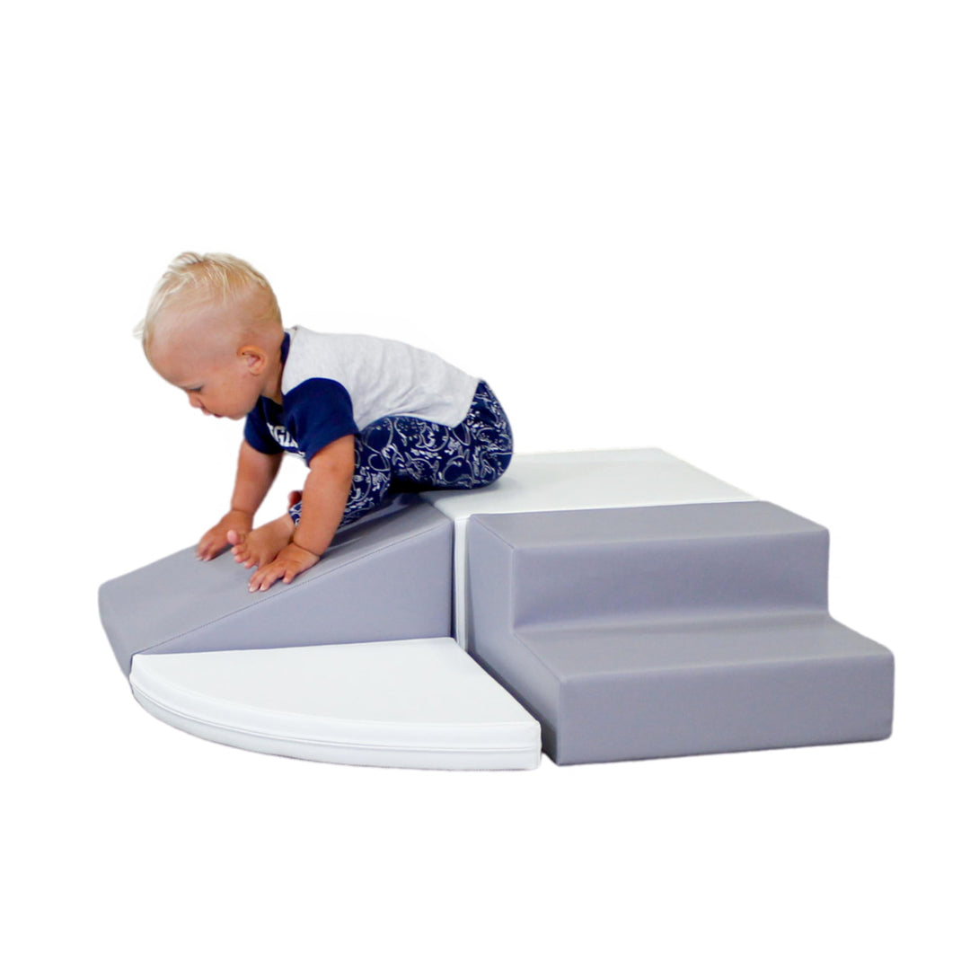 IGLU 4 XL Softbausteine Riesenbausteine Schaumstoffbausteine - Anti-Rutsch (Grau/Weiss), Grau/Weiss