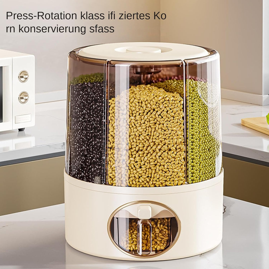 Generisch Rotating Rice Bucket, Click Output Food Dispenser, Adorable 6 Grid Rotatings Rice Storage