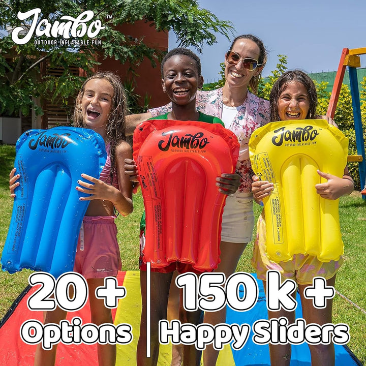 Jambo Premium-Spritz- und Rutschen-mit 3 Boogie-Boards, robuste Wasserrutsche mit fortschrittlichem