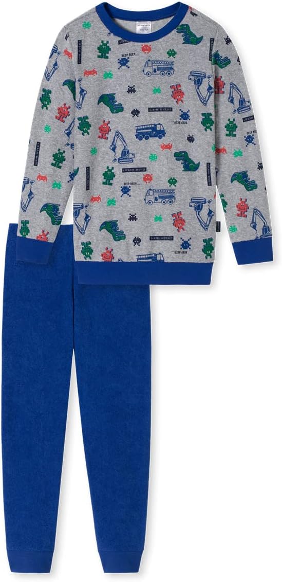 Schiesser Jungen Langer Schlafanzug-Organic Cotton Pyjamaset 116 Grau-meliert Ii, 116 Grau-meliert I