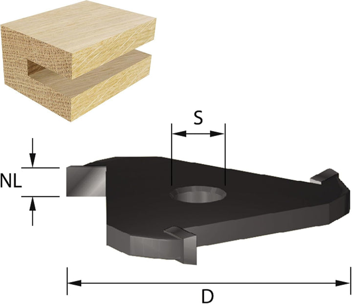 ENT 13924 Scheibennutfräser HW, Schaft (S) 8 mm, Durchmesser (D) 47,6 mm, NL 5 mm, Z3 D=47,6 / NL=5,
