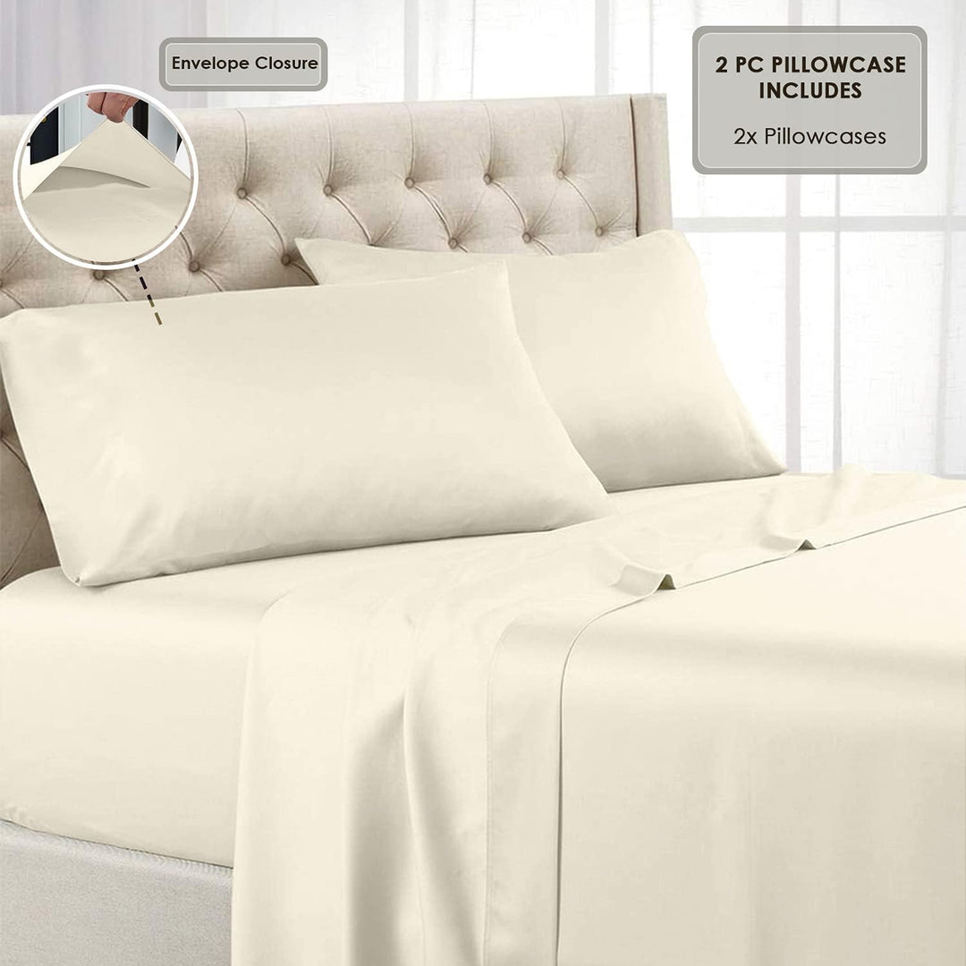 Pizuna Luxuriöser Soft-Satin 2er Pack Kissenbezug 70 x 90 cm Neu Elfenbein, 600 Fadenzahl Baumwolle