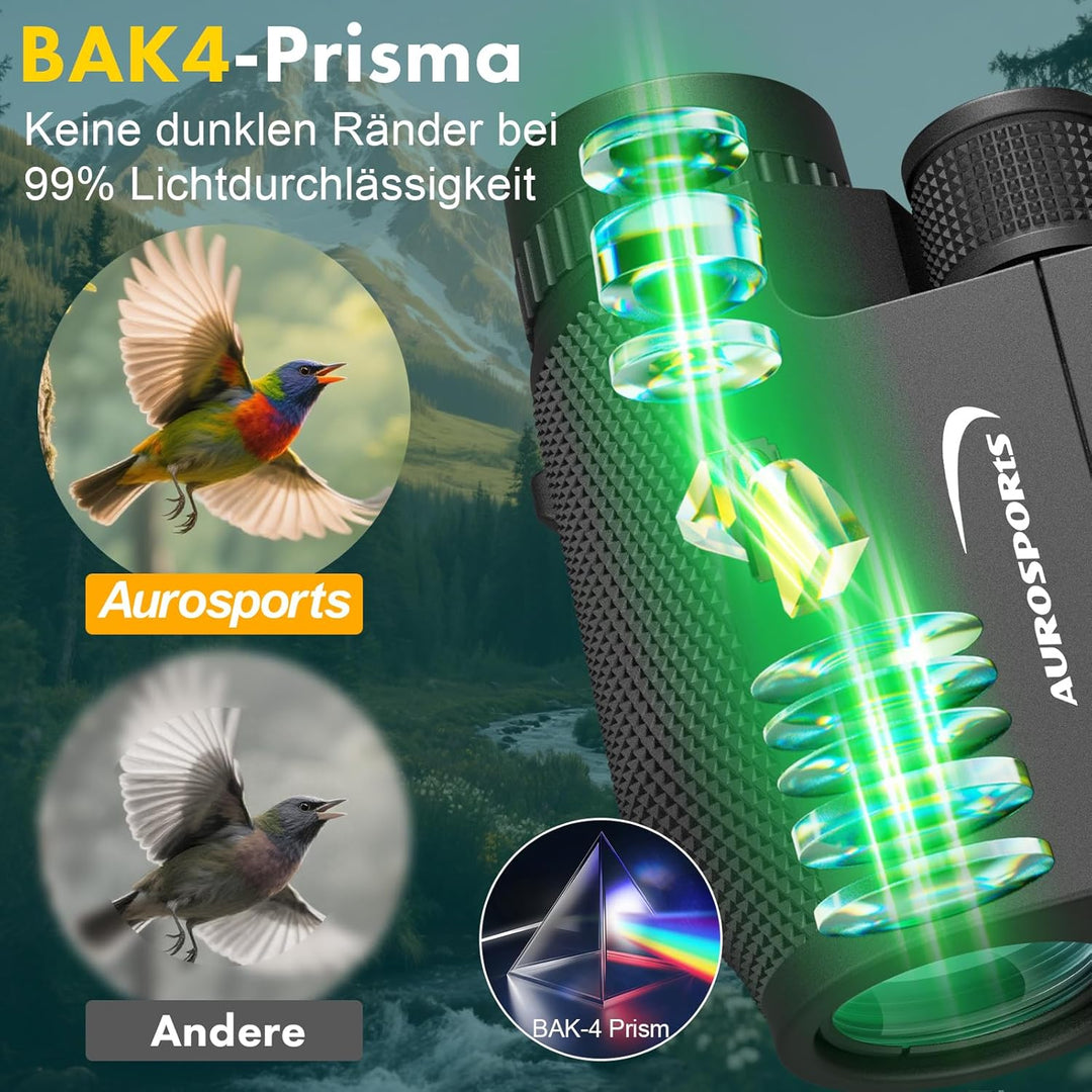 Aurosports 12x32 Fernglas für Erwachsene - Ferngläser Klein Kinder mit überlegener Klarheit - Kompak