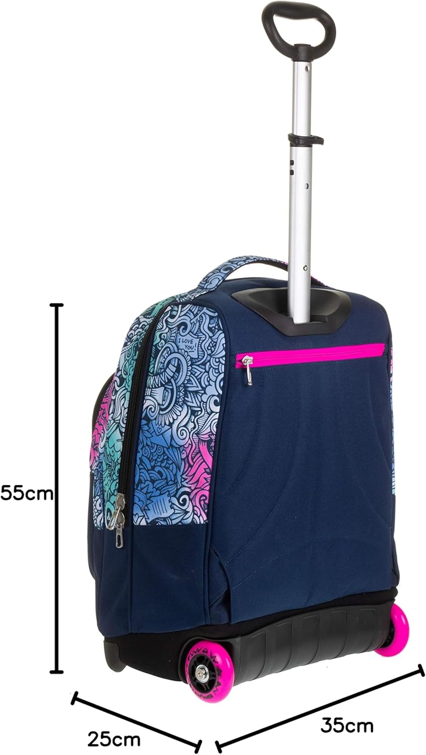 Seven TROLLEY, 2 in 1, Schulranzen mit Rollen, Rucksack mit Trolleyfunktion für Kinder, ab 1. Klasse