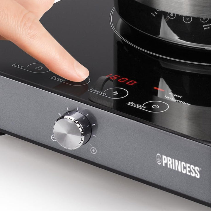 Princess Induktionskochplatte mit Touch-Bedienfeld, Digitales LED-Display, 1800 W Leistung, von 60De