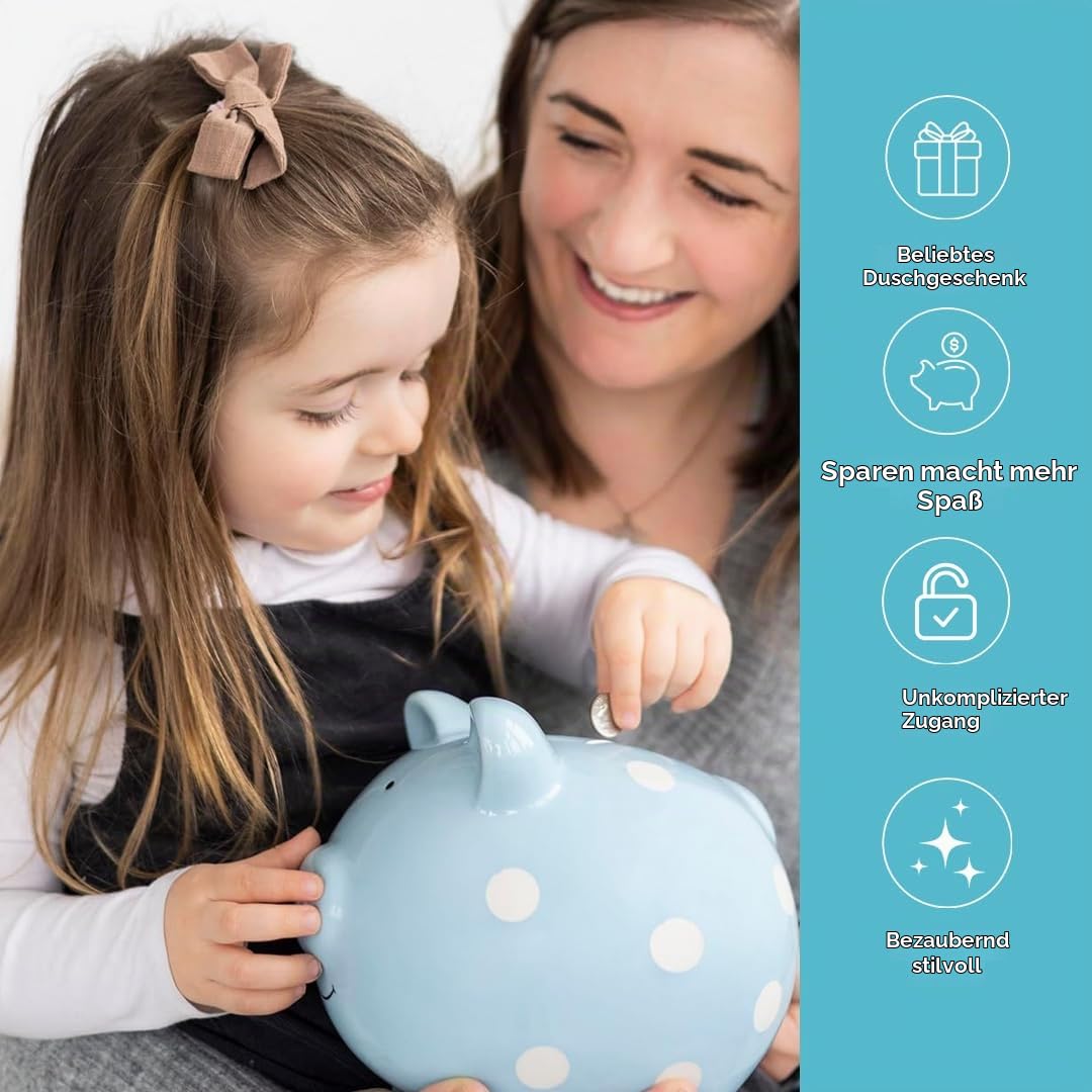 Pearhead 40104 Keramik Sparschwein, blau Blue Piggy Bank, Blue Piggy Bank