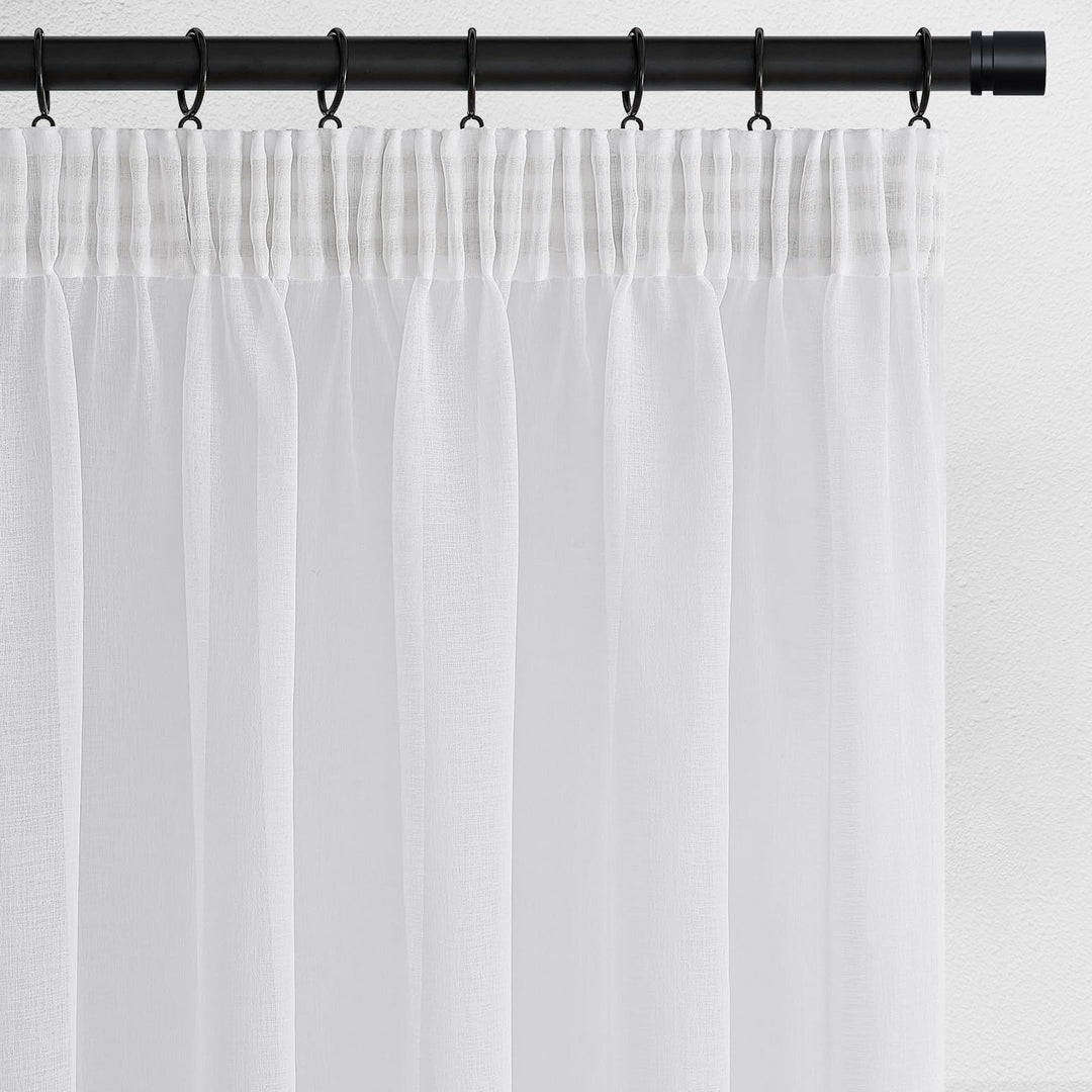 Topfinel Gardinen Kurz Vorhang kräuselband Stores Gardine Schals mit Ösen Voile Curtains Living Room