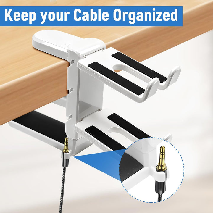 Yiomxhi 2 in 1 Kopfhörer Ständer Controller Halter, 360° Drehbar Headset Halterung Tisch mit Kabel O