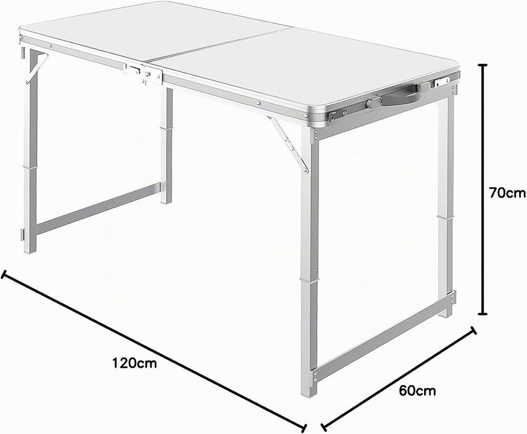 Grafner XL Aluminium Camping Tisch klappbar, stabil und tragbar, 120 x 60 x 70 cm, höhenverstellbar,