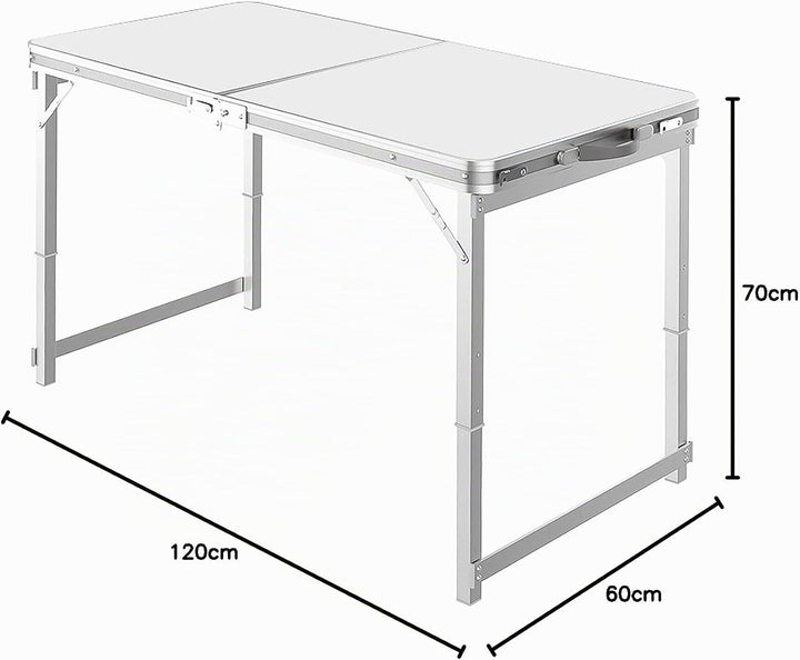 Grafner XL Aluminium Camping Tisch klappbar, stabil und tragbar, 120 x 60 x 70 cm, höhenverstellbar,