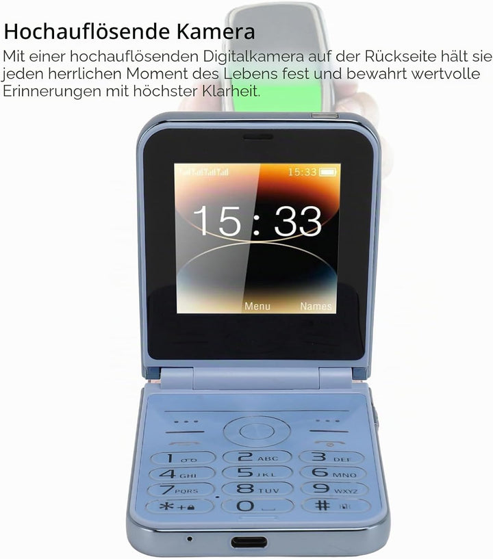Bewinner 2G Entsperrtes Klapphandy für Senioren, Mobiltelefon mit Grossen Tasten und 4 SIM-Karten Im
