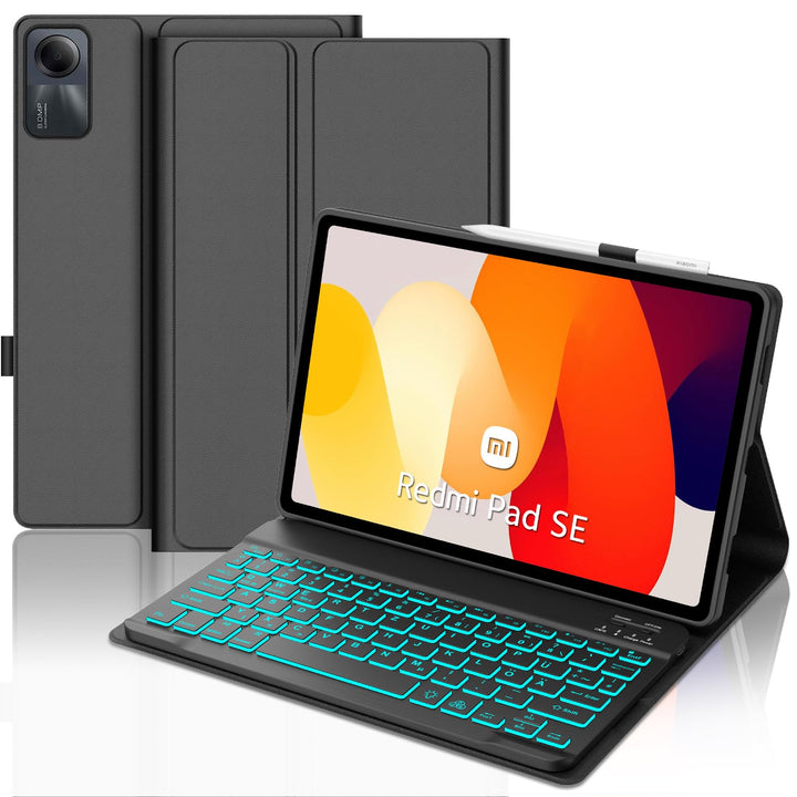 IVEOPPE Tastatur Hülle für Xiaomi Redmi Pad SE 11'', Deutsches QWERTZ-Layout, 7-Farbige Beleuchtung