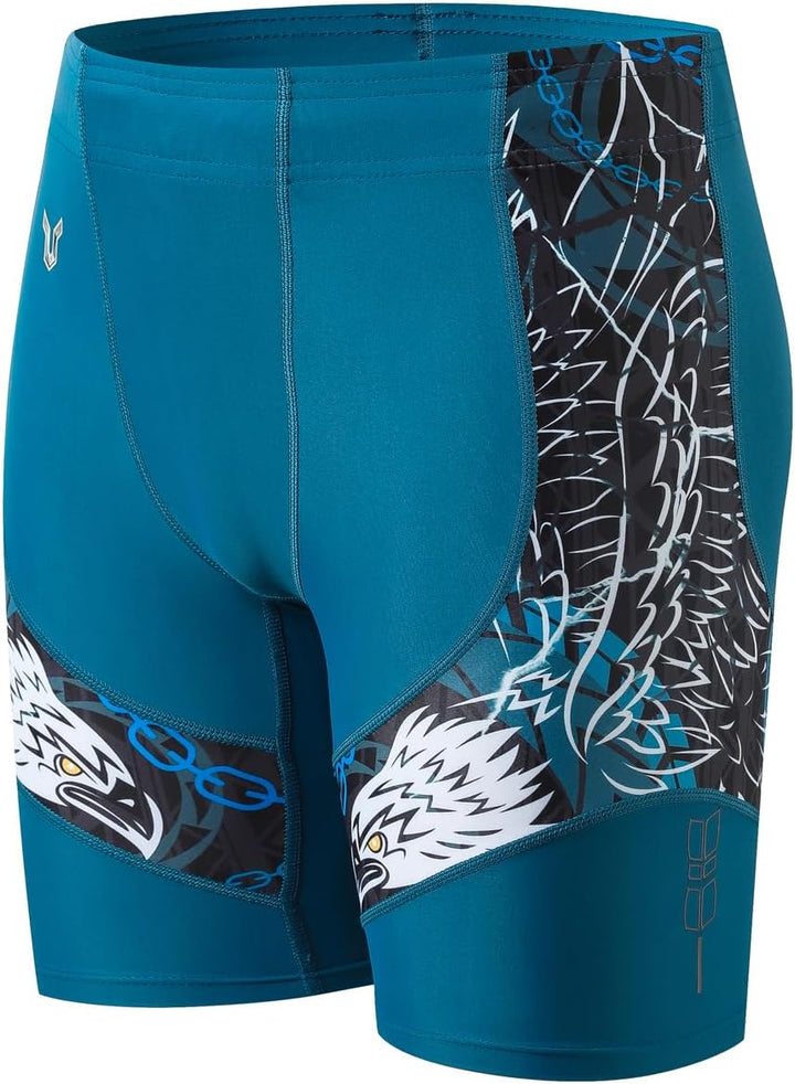 HUGE SPORTS Herren Splice Schwimmhose Kompression Jammer Lang Wilde Serie S Adler Blau, S Adler Blau