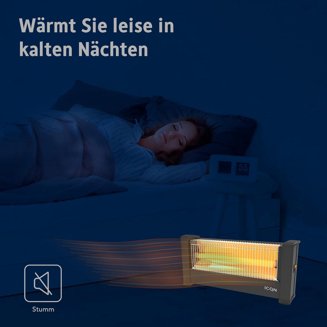 ICQN Infrarot Standheizstrahler, Für Räume bis 9m², 900 W, IP20, Elektroheizung, 135 Zentimeter Kabe