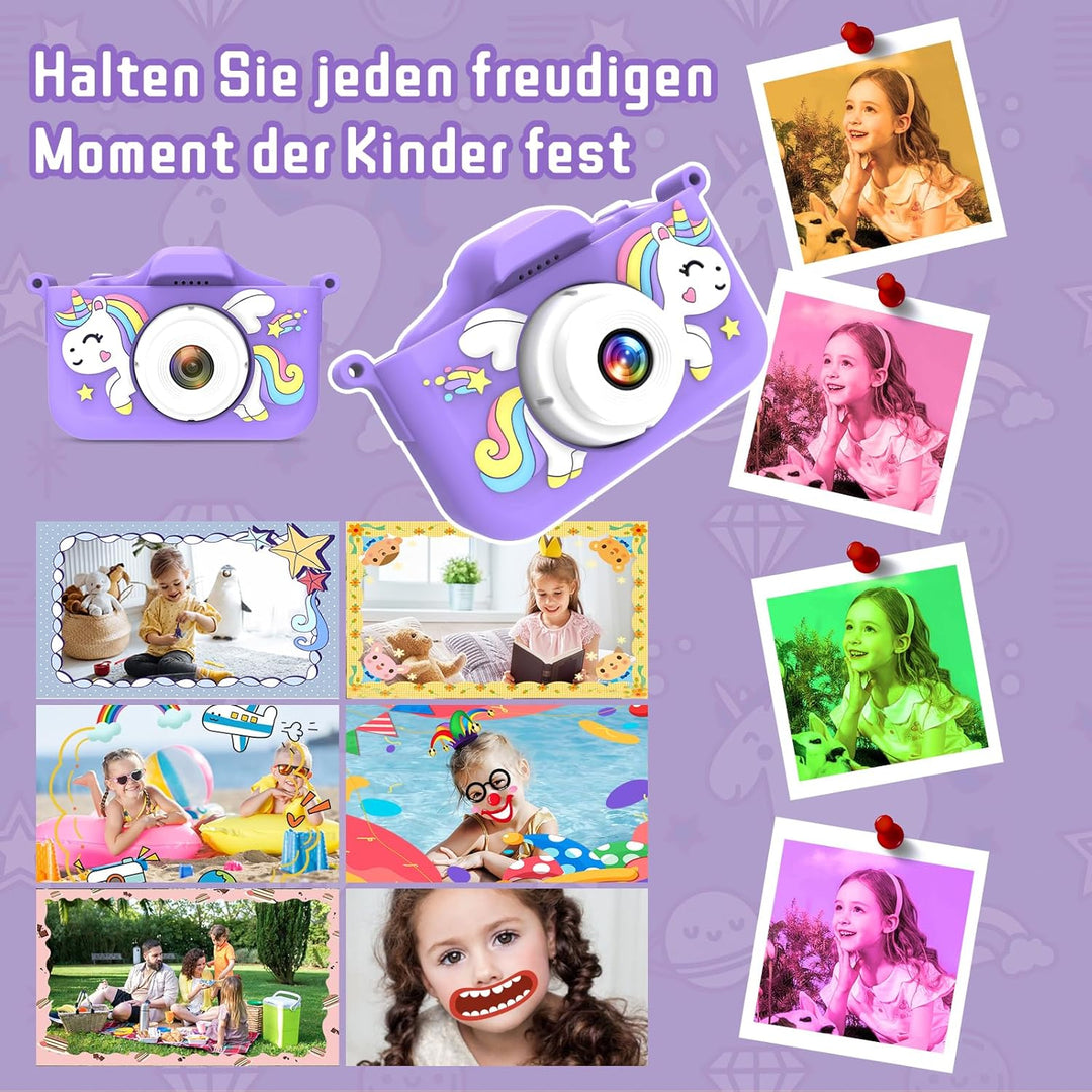 Kinderkamera，Digitalkamera für Kinder mit 2.0” Display, HD (1080P), stossfest, ideal für Jungen und