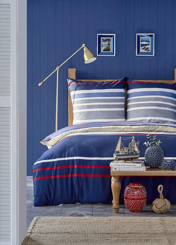 Nautica Home Bradford Bettwäsche Set Baumwolle Satin 100% Bettbezug mit Reissverschluss 200X200 cm 2
