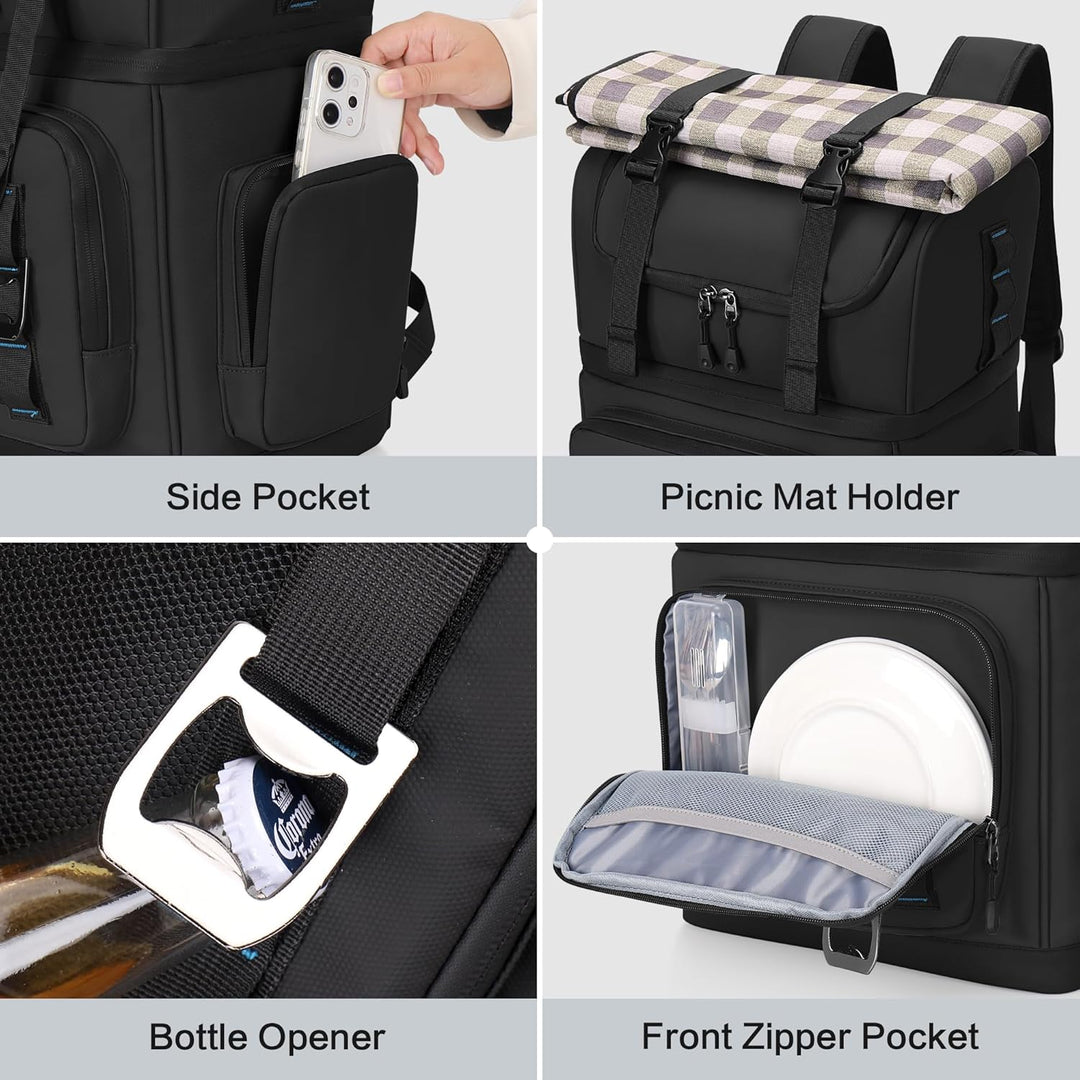 Grosser Kühlrucksack für Herren & Damen, Doppellagiger Kühltasche Rucksack Wasserdichter Isolierter