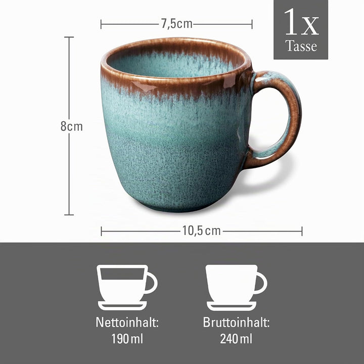 like. by Villeroy &amp; Boch Lave glacé Kaffeetasse, 190 ml Blau 1 Cup, Blau 1 Cup