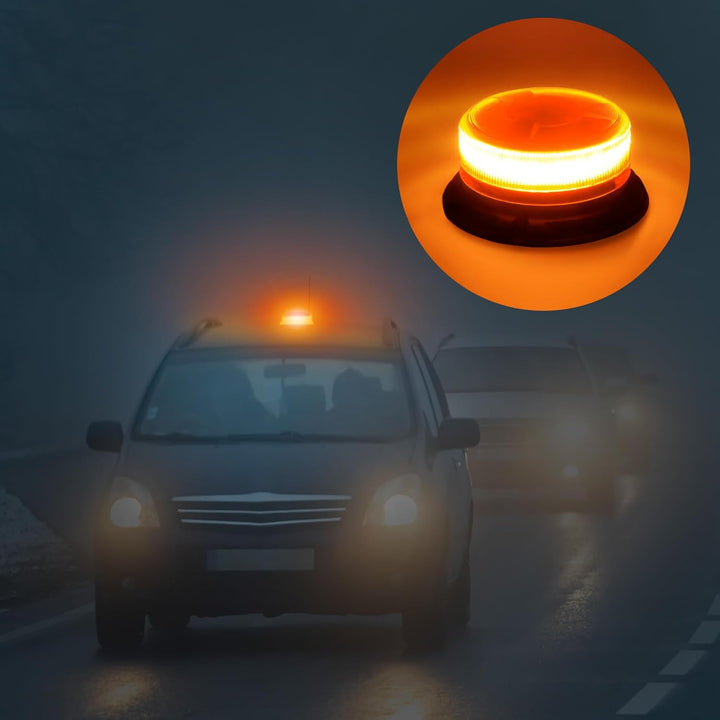 AnTom rundumleuchte akku 9 Blitzmuster 12V 24V Gelb Warnleuchte led magnet mit Autoladekabel und USB