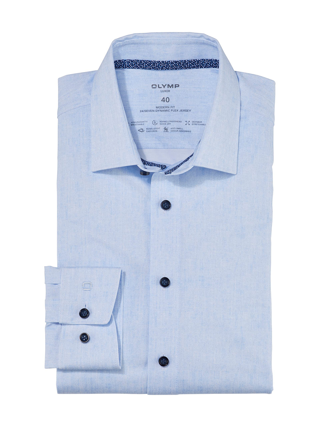 OLYMP Herren Businesshemd Langarm Luxor 24/Seven,modern fit,New Kent 37 Bleu 11, 37 Bleu 11