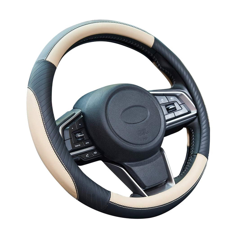 ZATOOTO Lenkradbezug Auto, Lenkradbezug Leder, 37-38cm, Anti Rutsch, Universal, Beige, Beige
